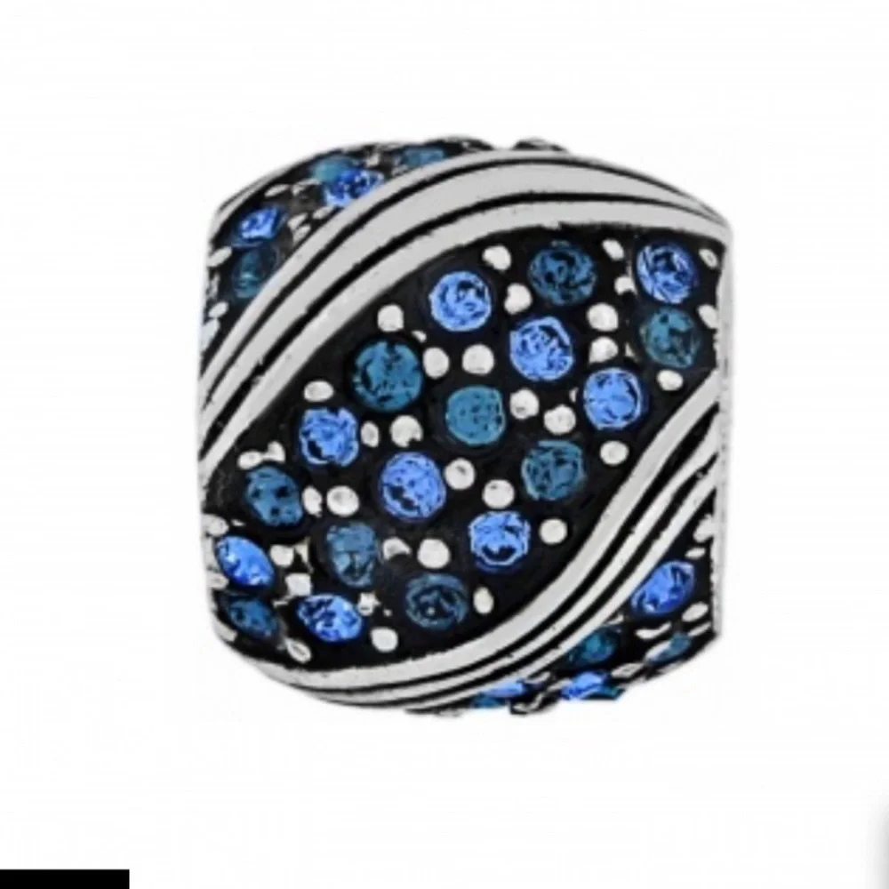 Brighton Americana bead Blue crystal swirls alternate with Silver swirls Retired - Picture 5 of 7